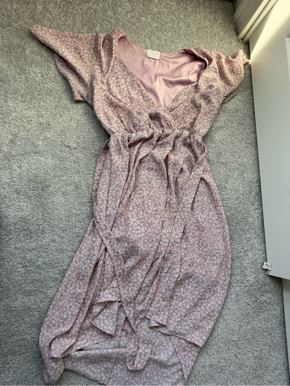 Sienna Sky Dusty Pink Floral Midi Wrap Dress